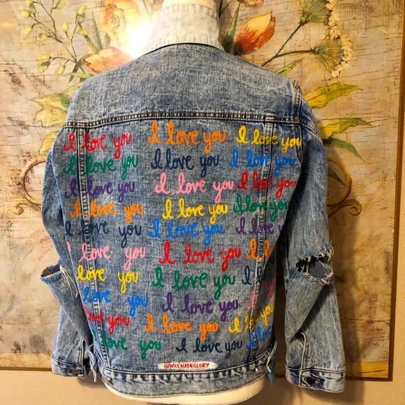 Wren & Glory Rare I Love You Denim Jacket Sz M - Picture 4 of 16